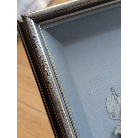 Parc Monceau Paris Mid Century Watercolor Shadowbox Tole Framed Art - Picture 5 of 8